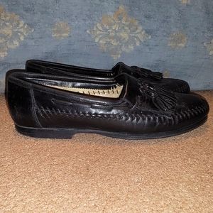 Santoni Italian Black Leather Tassel Loafer Men's Size 9